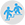 Icon showing a circle with two people; one person is helping the other climb a staircase.