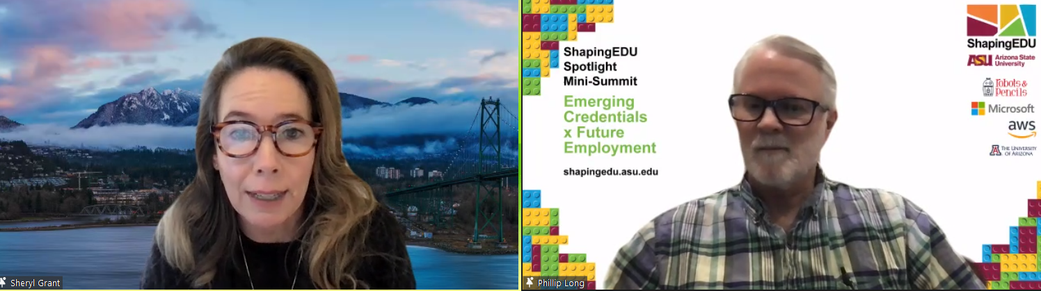 Sheryl Grant and Phil Long at the ShapingEDU Mini-Summit.