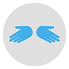 Icon showing a circle containing two open hands