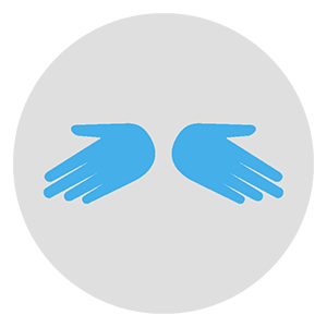 Icon showing a circle containing two open hands