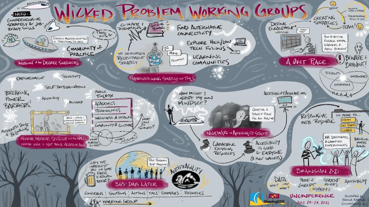 Karina Branson's Graphic Facilitation from the Wicked Problems Working Group Sessions