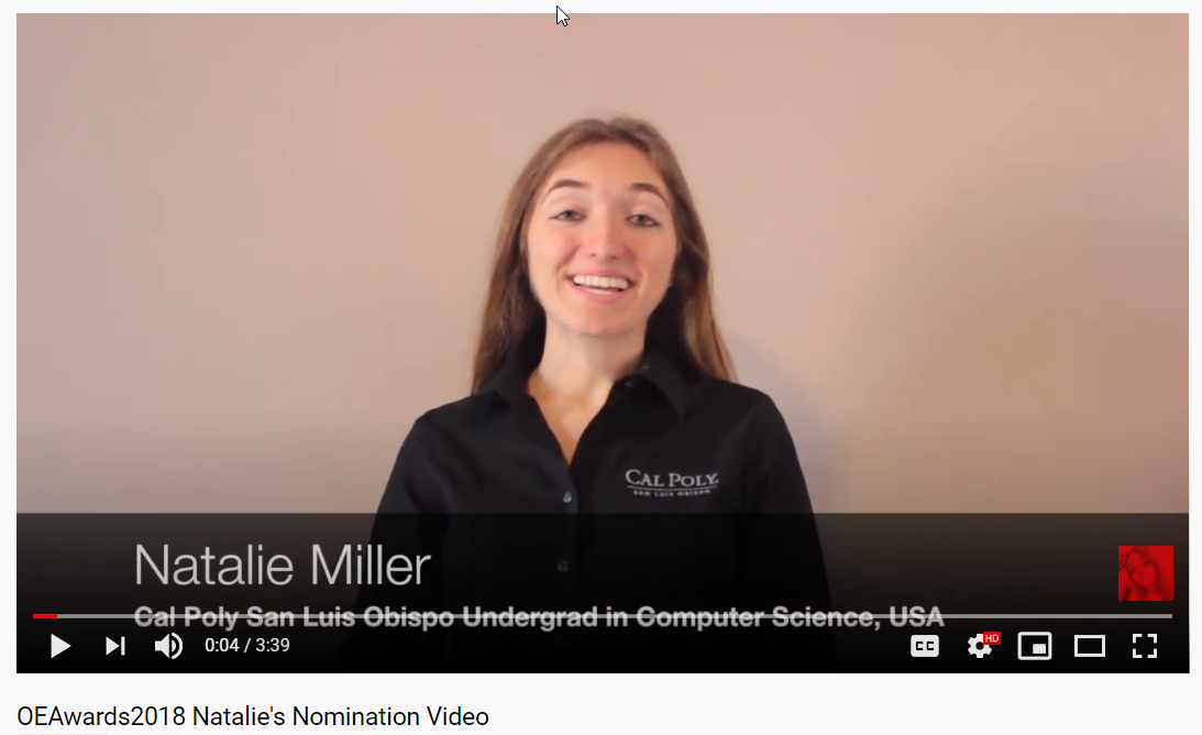 Link to Natalie Miller's Nomination Video