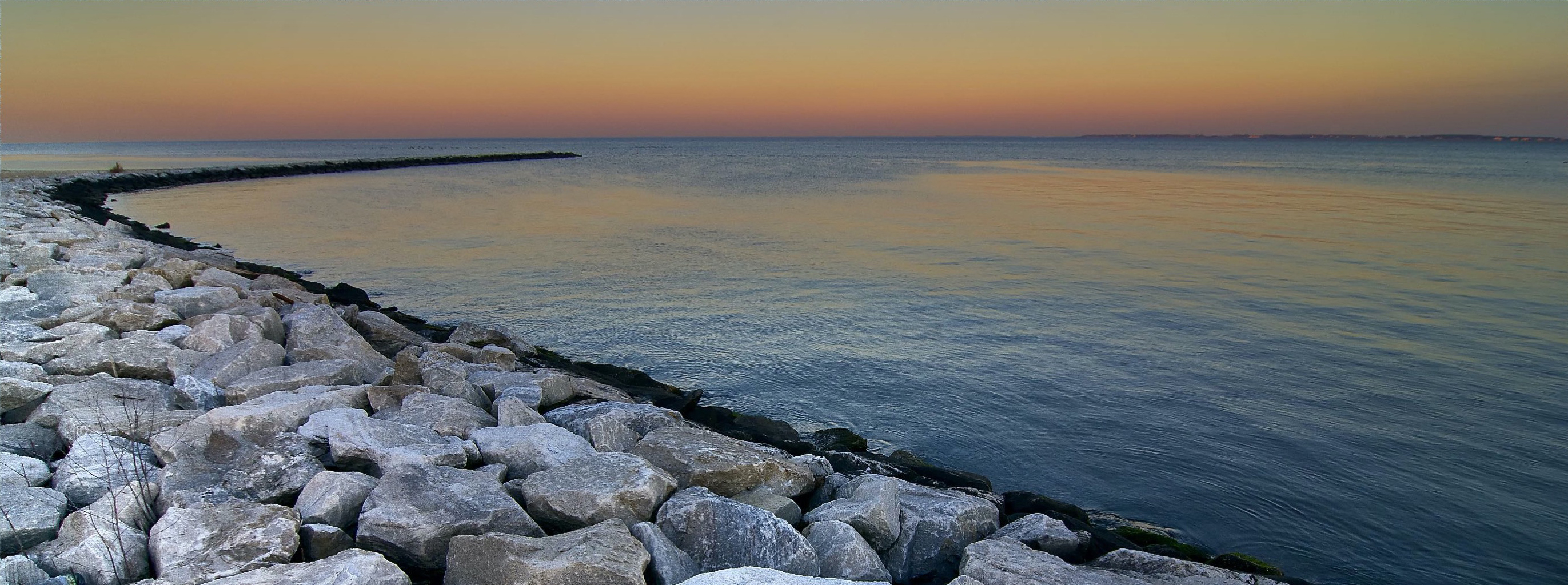 Sunrise over a rocky beach